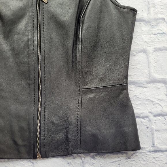 Siena Studio Black Zip Front Leather Vest size M/L - Picture 8 of 10